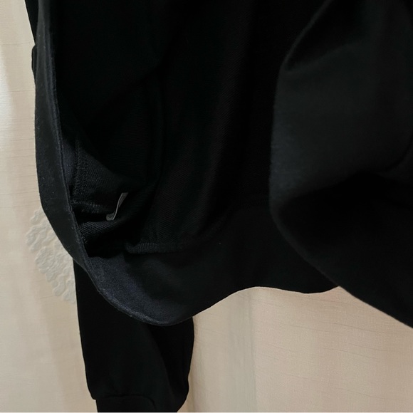 Black Cropped Drop Sleeve Zip Hoodie - Picture 7 of 10